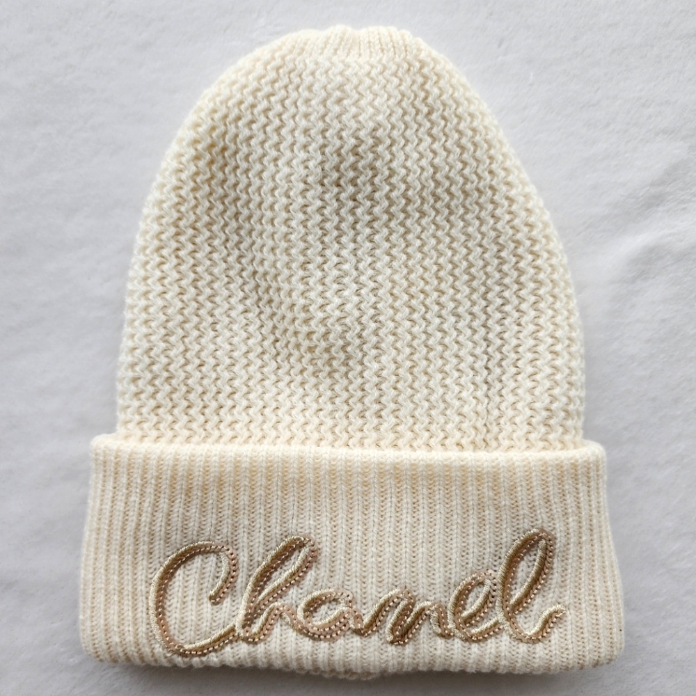 Chanel 22A Cashmere Ivory Beanie Hat NWT